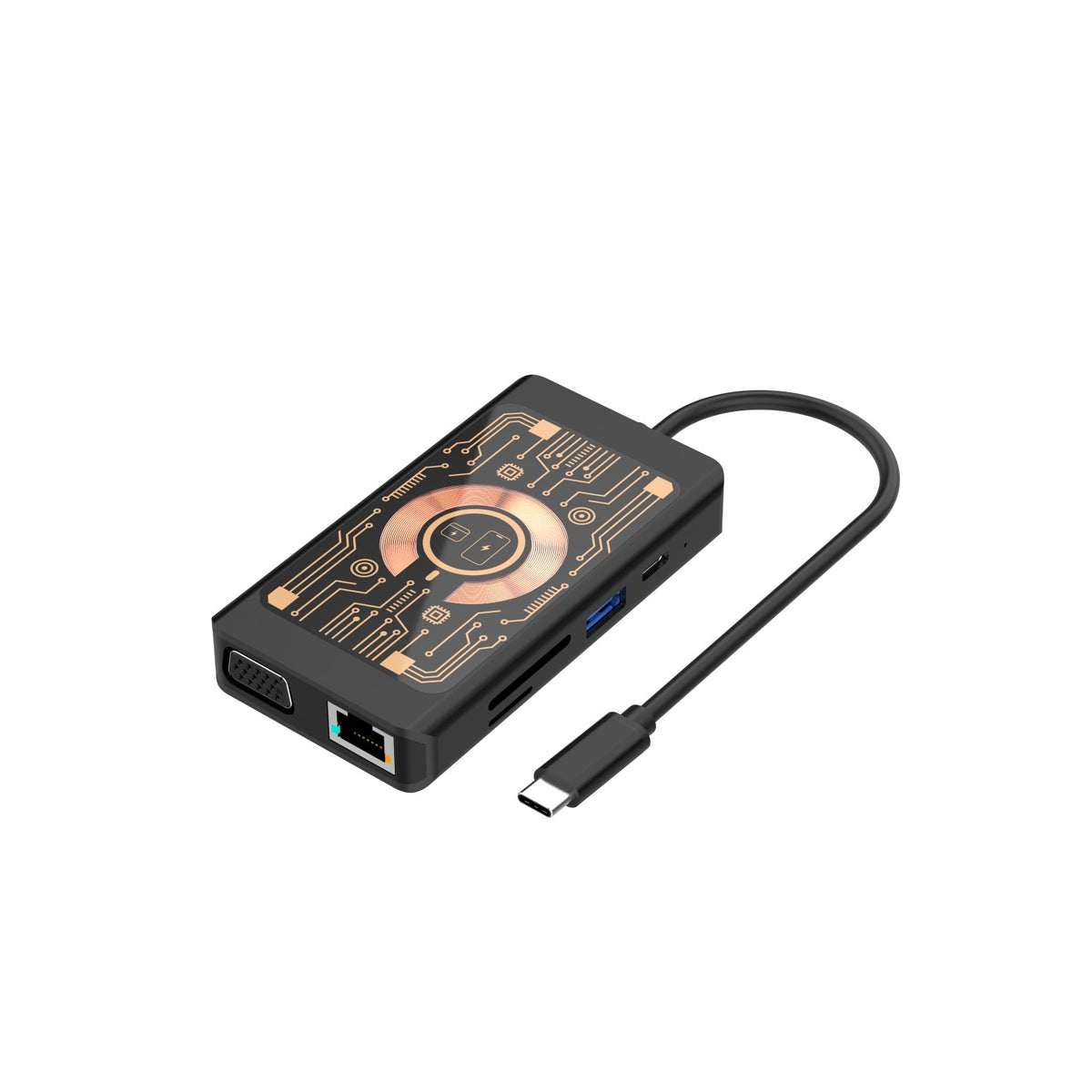 Hub USB-C con Carga Inalámbrica QI Qualo QTPB5-HUB-18, 9en1, Gris
