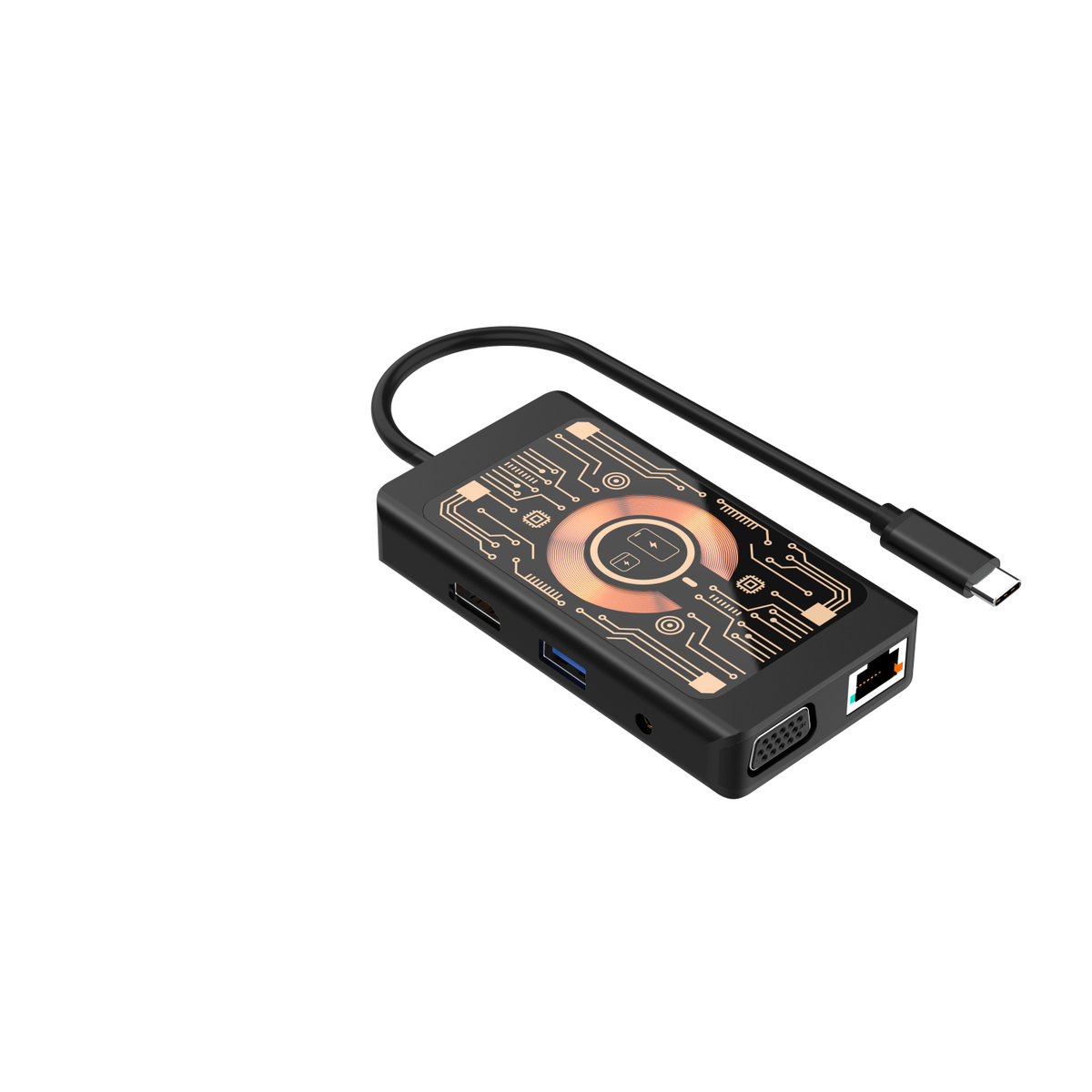 Hub USB-C con Carga Inalámbrica QI Qualo QTPB5-HUB-18, 9en1, Gris