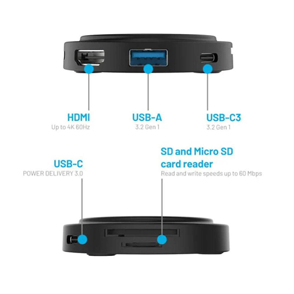 Hub USB-C Fixed MagHub, 7en1, Negro