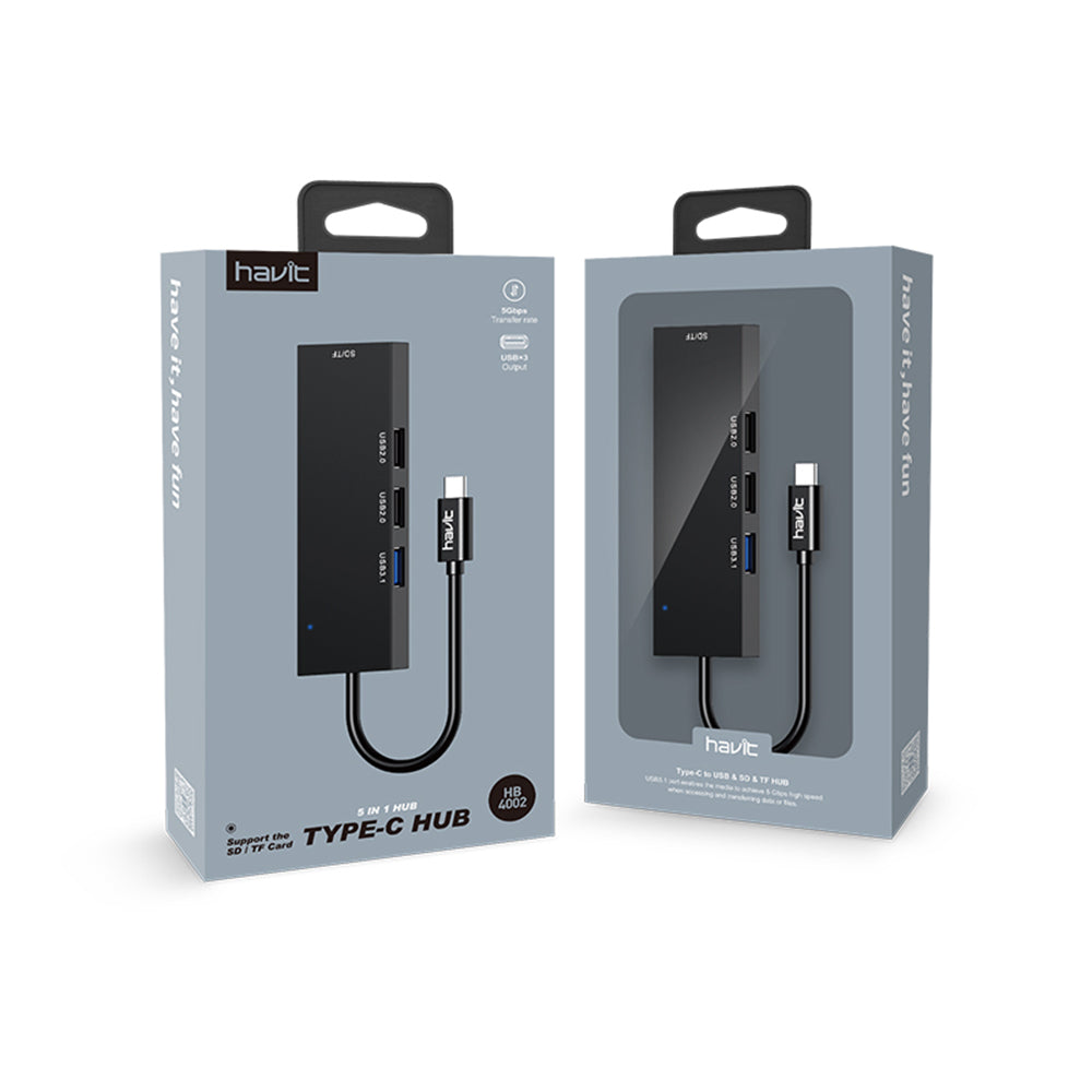 Hub USB-C HAVIT HB41, 4 en 1, Plateado