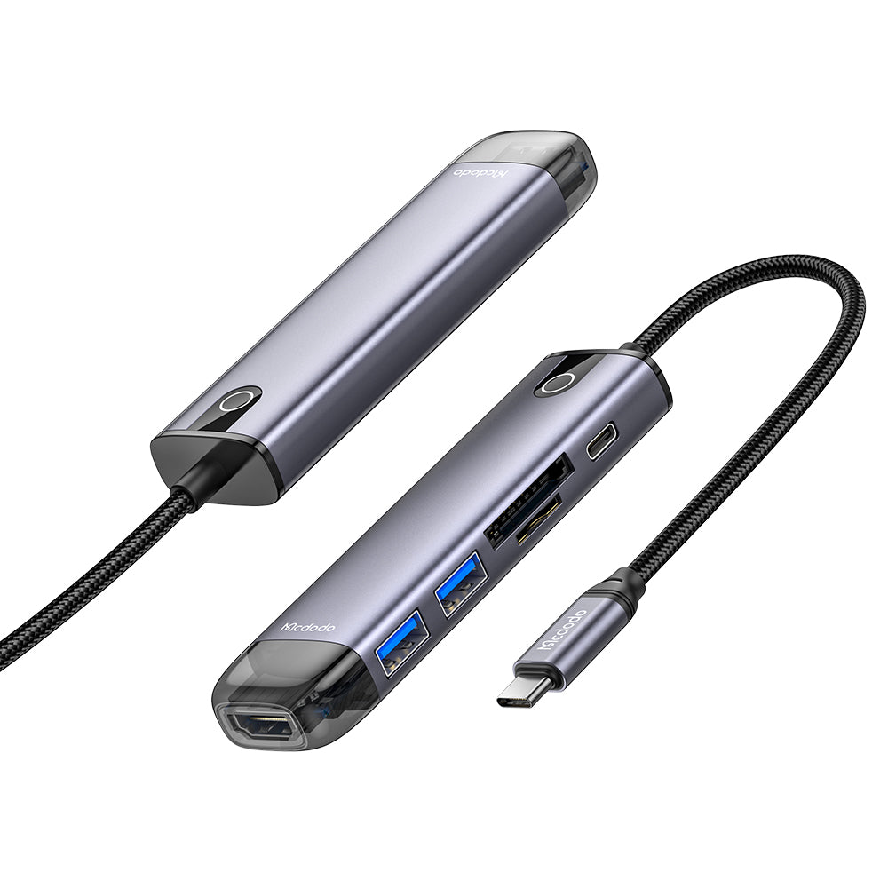 Hub USB-C McDodo HU-7740, 6 en 1, Gris