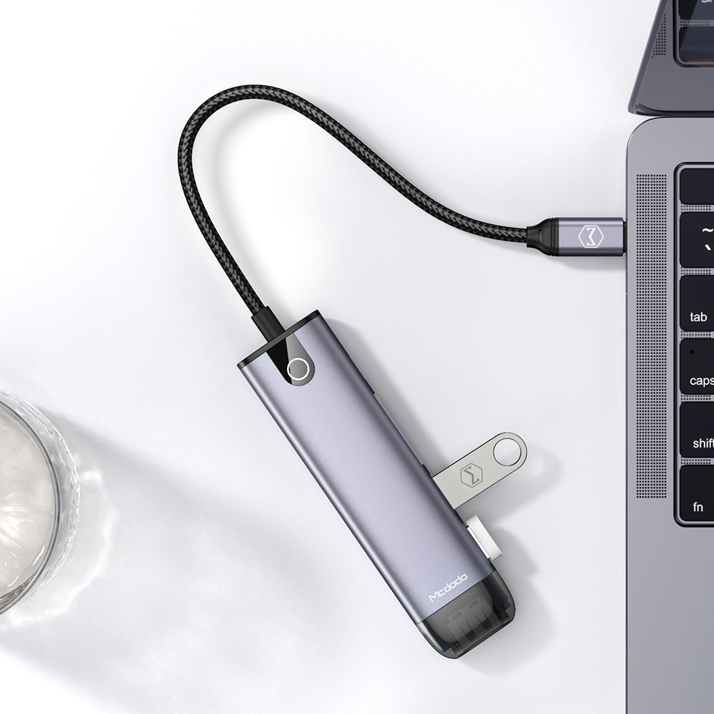 Hub USB-C McDodo HU-7740, 6 en 1, Gris