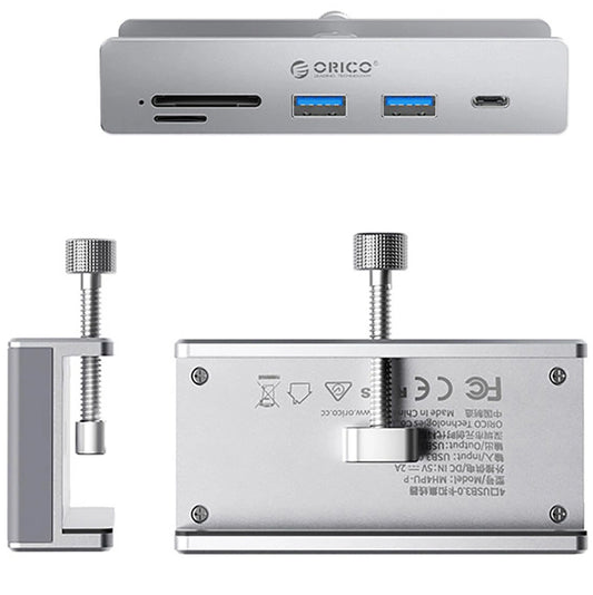 Hub USB-C Orico MH5PC Clamp, 2 x USB-A 3.2 - 1 x USB-C - 1 x SD - 1 x microSD, Plateado
