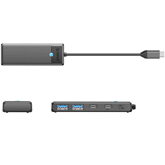 Hub USB-C Orico PAPW2AC-C3, 2 x USB-A 3.0 - 2 x USB-C, Negro