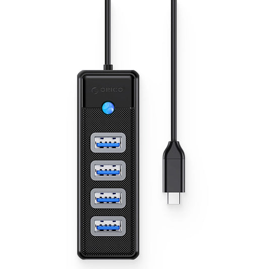 Hub USB-C Orico PW4U-C3, 4 x USB-A 3.0, Negro