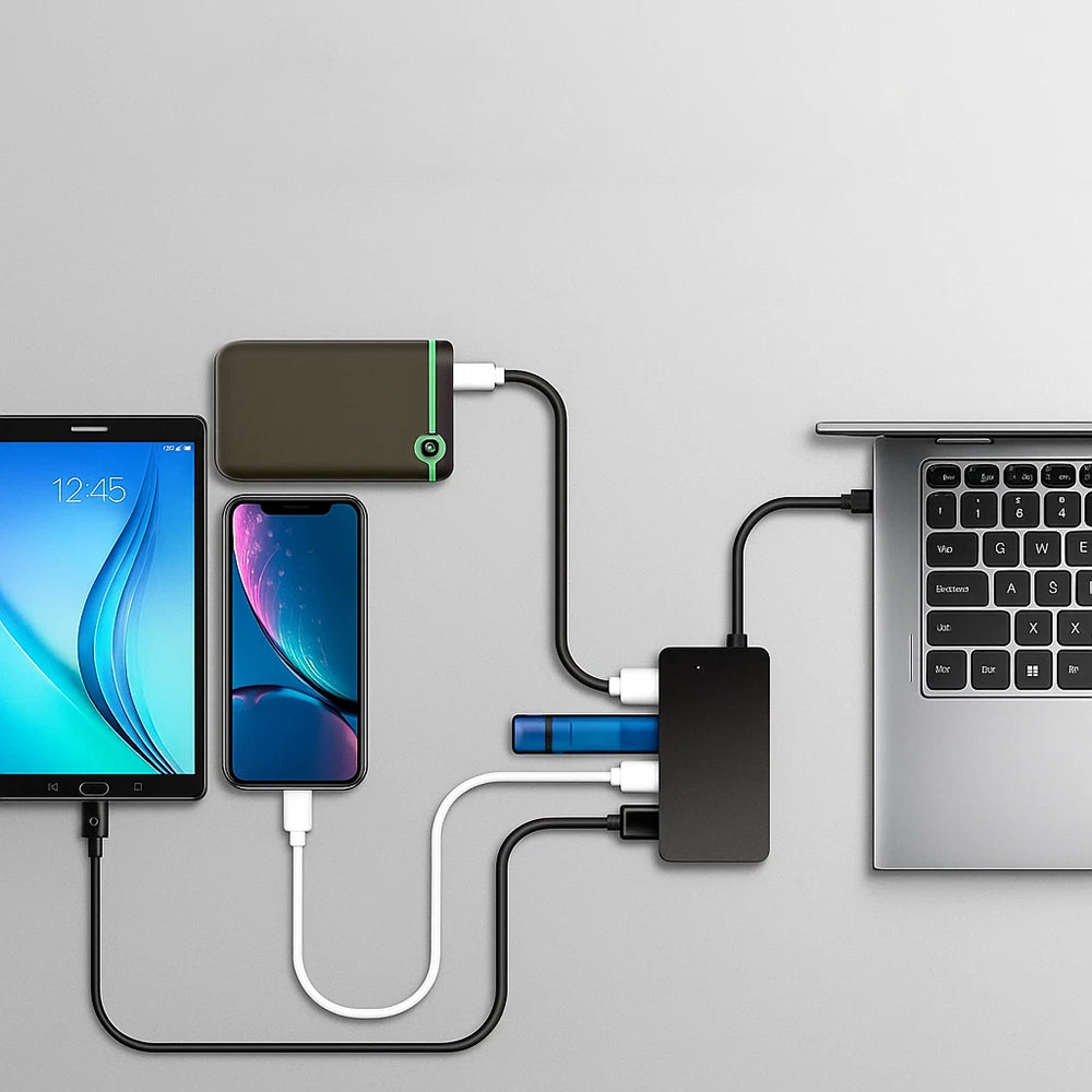 Hub USB-C Techsuit H16 QuantumNode, 4 en 1, Negro