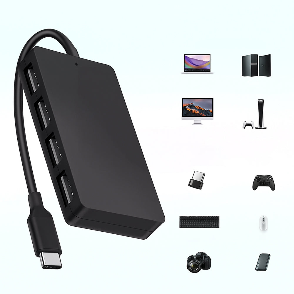 Hub USB-C Techsuit H16 QuantumNode, 4 en 1, Negro