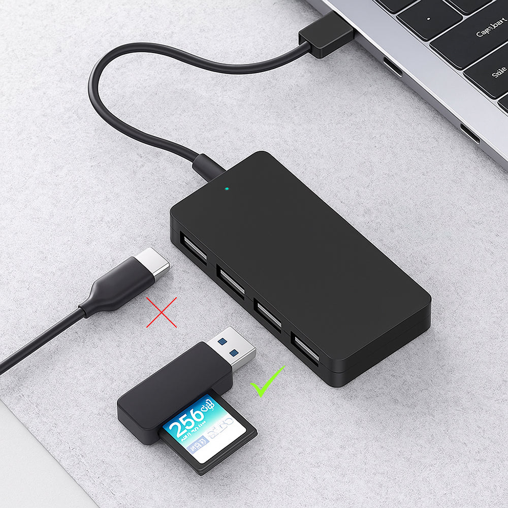 Hub USB-C Techsuit H16 QuantumNode, 4 en 1, Negro
