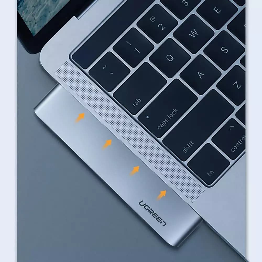Hub USB-C UGREEN CM251 para Apple MacBook Pro / Air, 3 x USB-A 3.0 - 1 x USB-C - 1 x SD - 1 x microSD, Gris