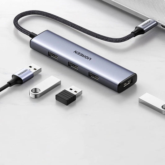 Hub USB-C UGREEN CM473, 4 x USB-A 3.0, 0.15m, Gris