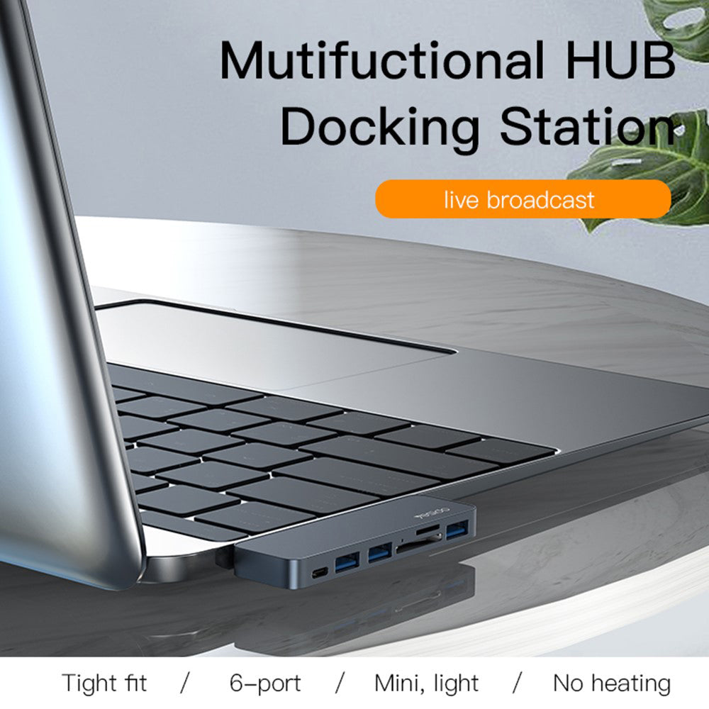 Hub USB-C Yesido HB10 para Apple MacBook Pro / Air, 6en1, Gris