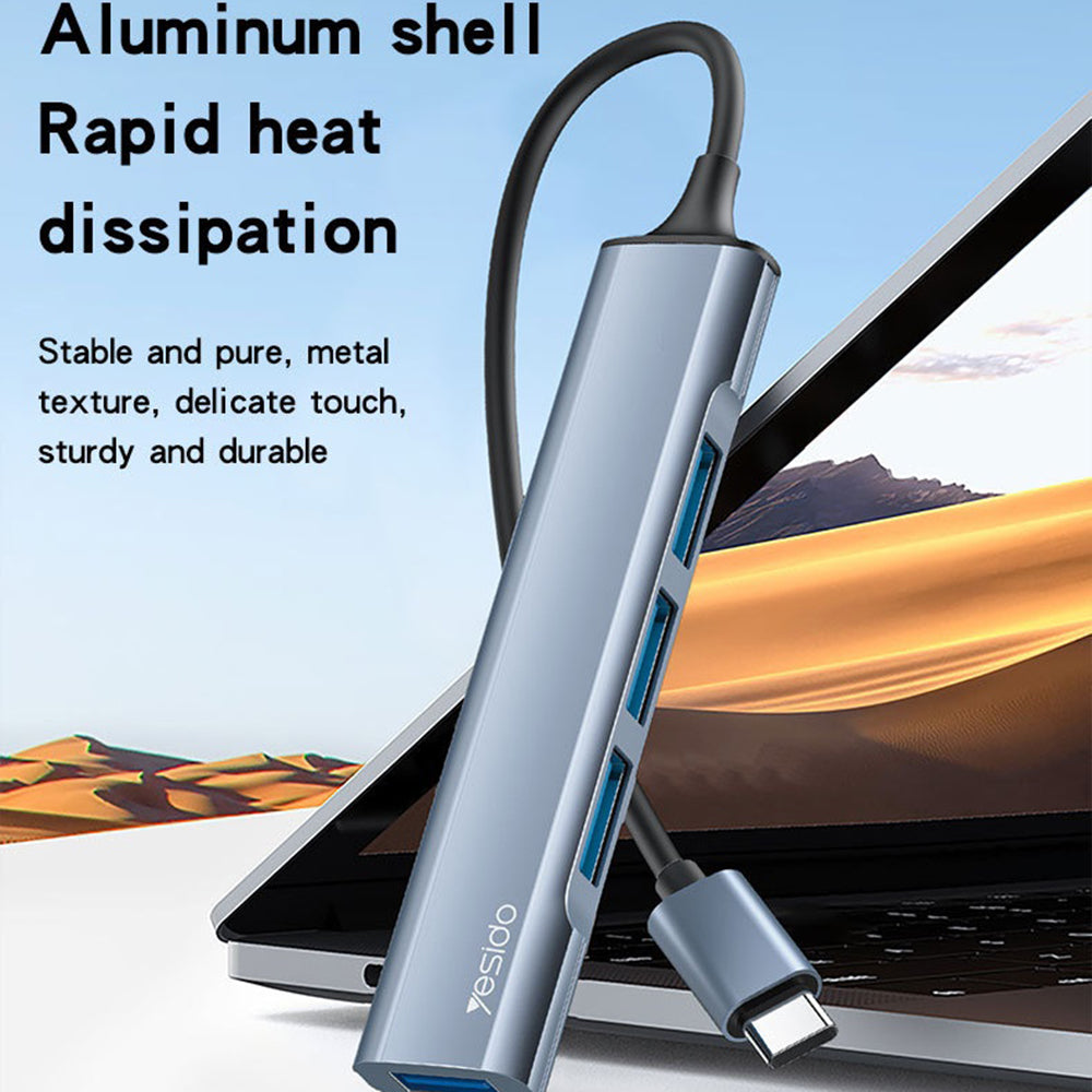 Hub USB-C Yesido HB17, 4 en 1, Gris