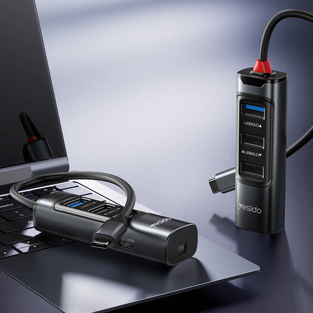 Hub USB-C Yesido HB24, 5en1, Gris