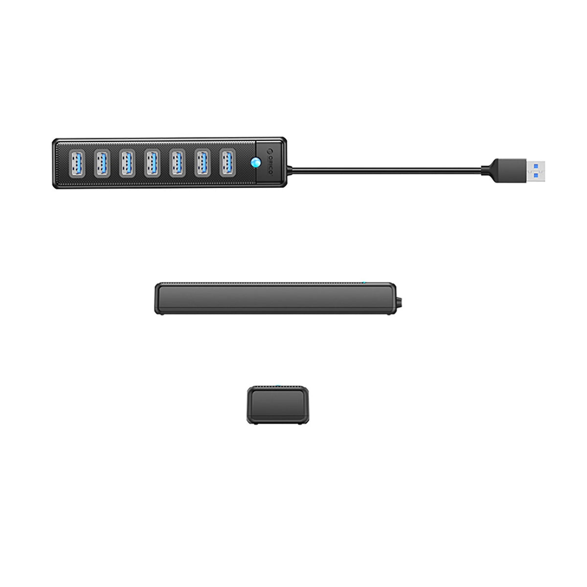 Hub USB Orico PW7U-U3, 7 x USB-A 3.0 - 1 x USB-C, Negro