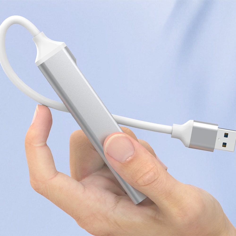 Hub USB Techsuit H19 PolarisBridge, 4en1, Gris Blanco