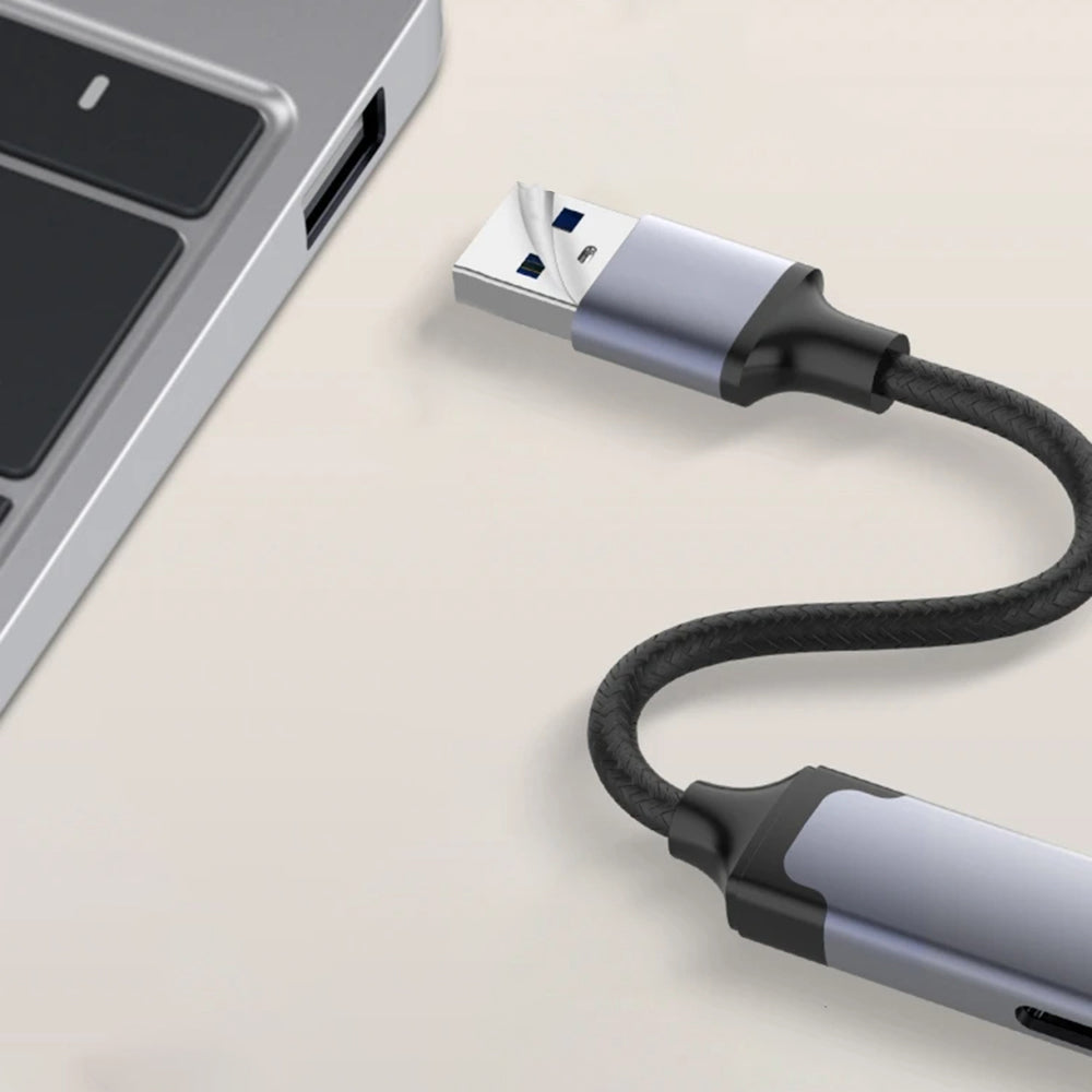 Hub USB Techsuit H19 PolarisBridge, 4en1, Gris Blanco