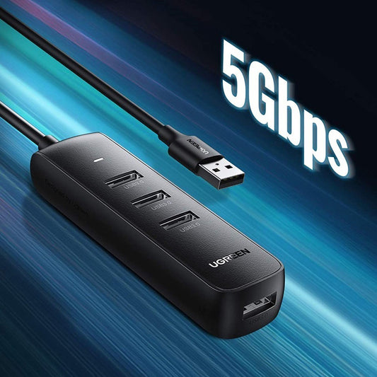 USB Hub UGREEN CM416, 4 x USB-A 3.0, 0.25m, Negro