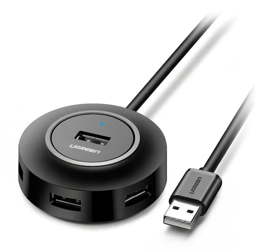 Hub USB UGREEN CR106, 4 x USB-A, 1m, Negro