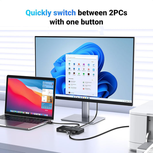 Hub USB UGREEN US216 Two Sharing Switch Box, 4 x USB-A, Negro