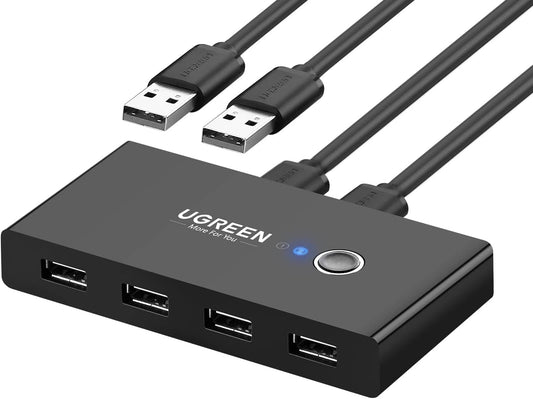 Hub USB UGREEN US216 Two Sharing Switch Box, 4 x USB-A, Negro
