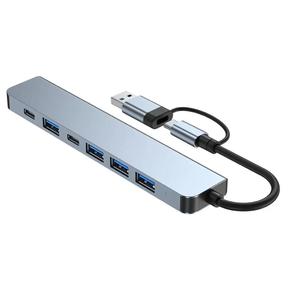 Hub USB / USB-C Techsuit H6 DataBridge, 7 en 1, Gris