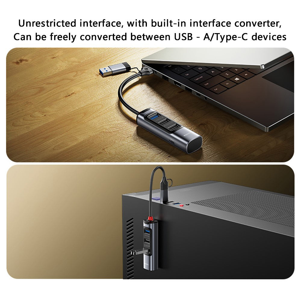 Hub USB / USB-C Yesido HB19, 4 en 1, Gris