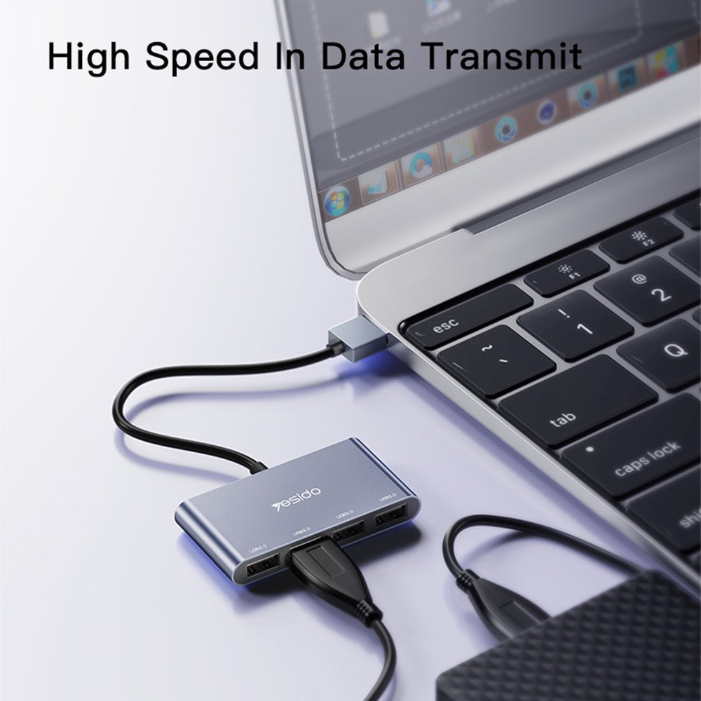 Hub USB Yesido HB12, 4 en 1, Gris