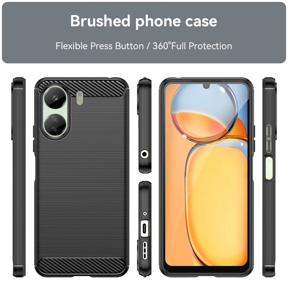 Funda con Protección para Cámara para Xiaomi Poco C65 / Redmi 13C, Techsuit, Carbono, Negra