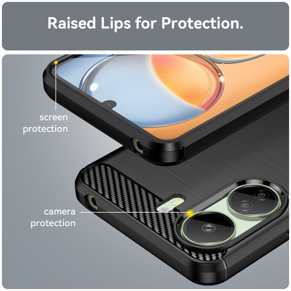Funda con Protección para Cámara para Xiaomi Poco C65 / Redmi 13C, Techsuit, Carbono, Negra