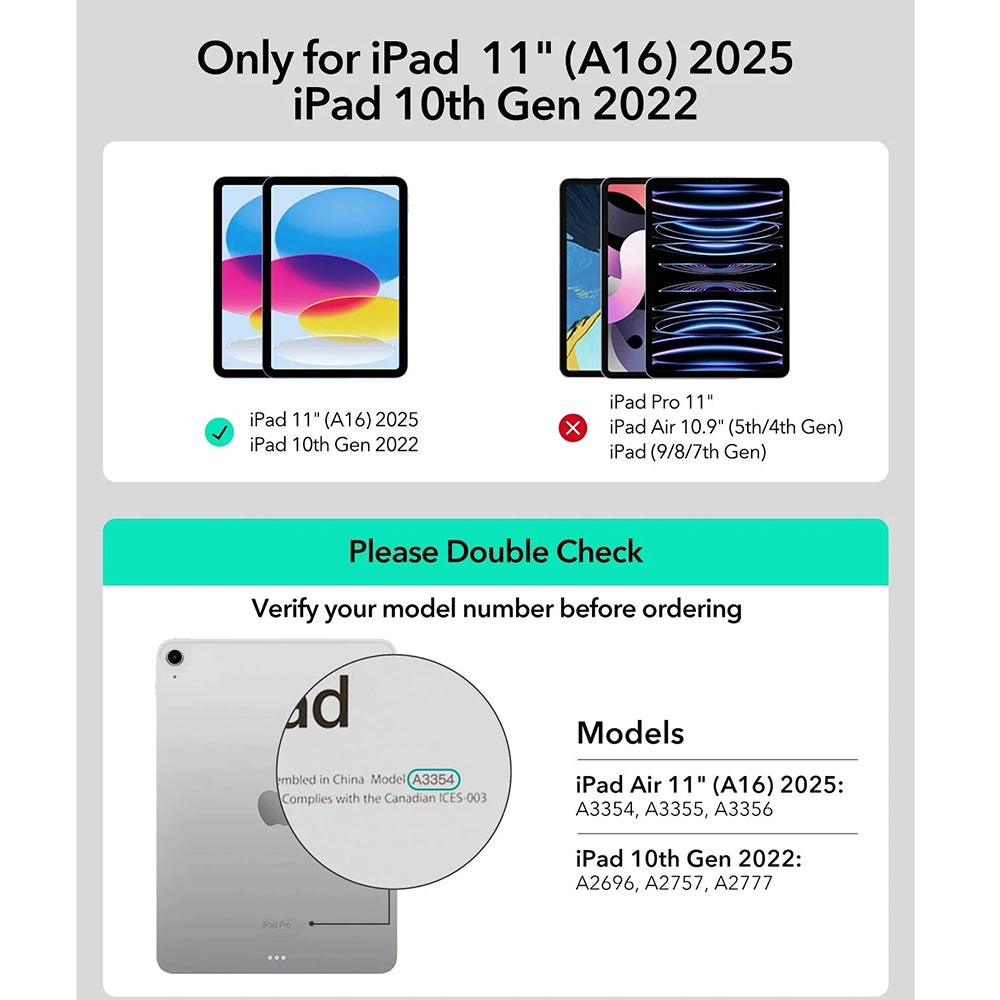 Funda con Teclado para Apple iPad (2025) / (2022), ESR, Rebound New, Negra