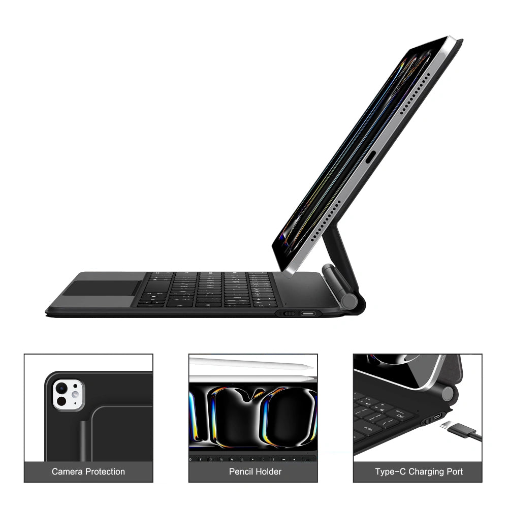 Funda con Teclado para Apple iPad Pro 11 (2025) / (2024), Tech-Protect, SmartCase Magnética, Negra