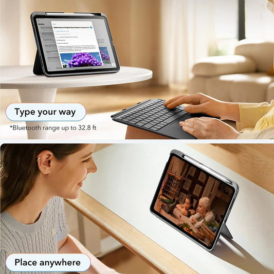 Funda con Teclado para Apple iPad (2025) / (2022), ESR, Flex, Gris