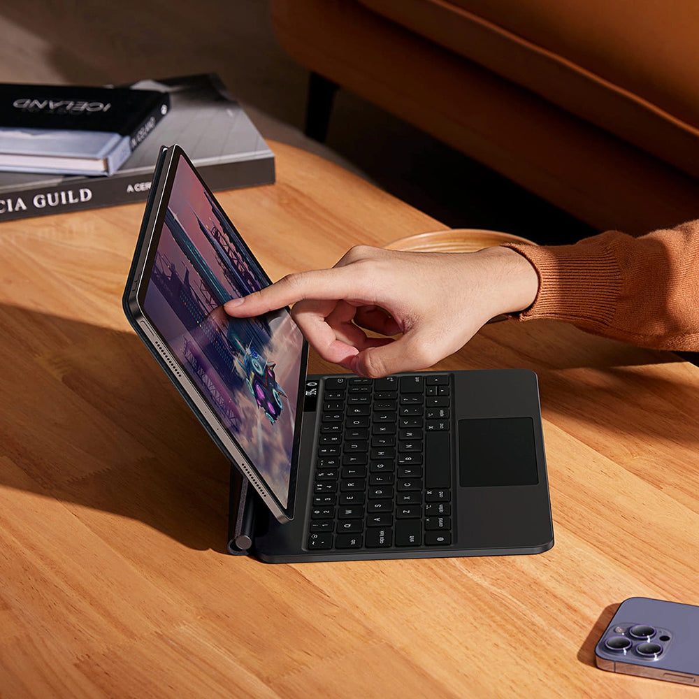 Funda con Teclado para Apple iPad Air (2022) / Air (2020) / Pro 11 (2018), Baseus, Brilliance with Digital Display, Gris