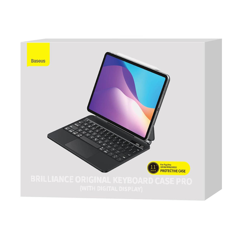 Funda con Teclado para Apple iPad Air (2022) / Air (2020) / Pro 11 (2018), Baseus, Brilliance with Digital Display, Gris