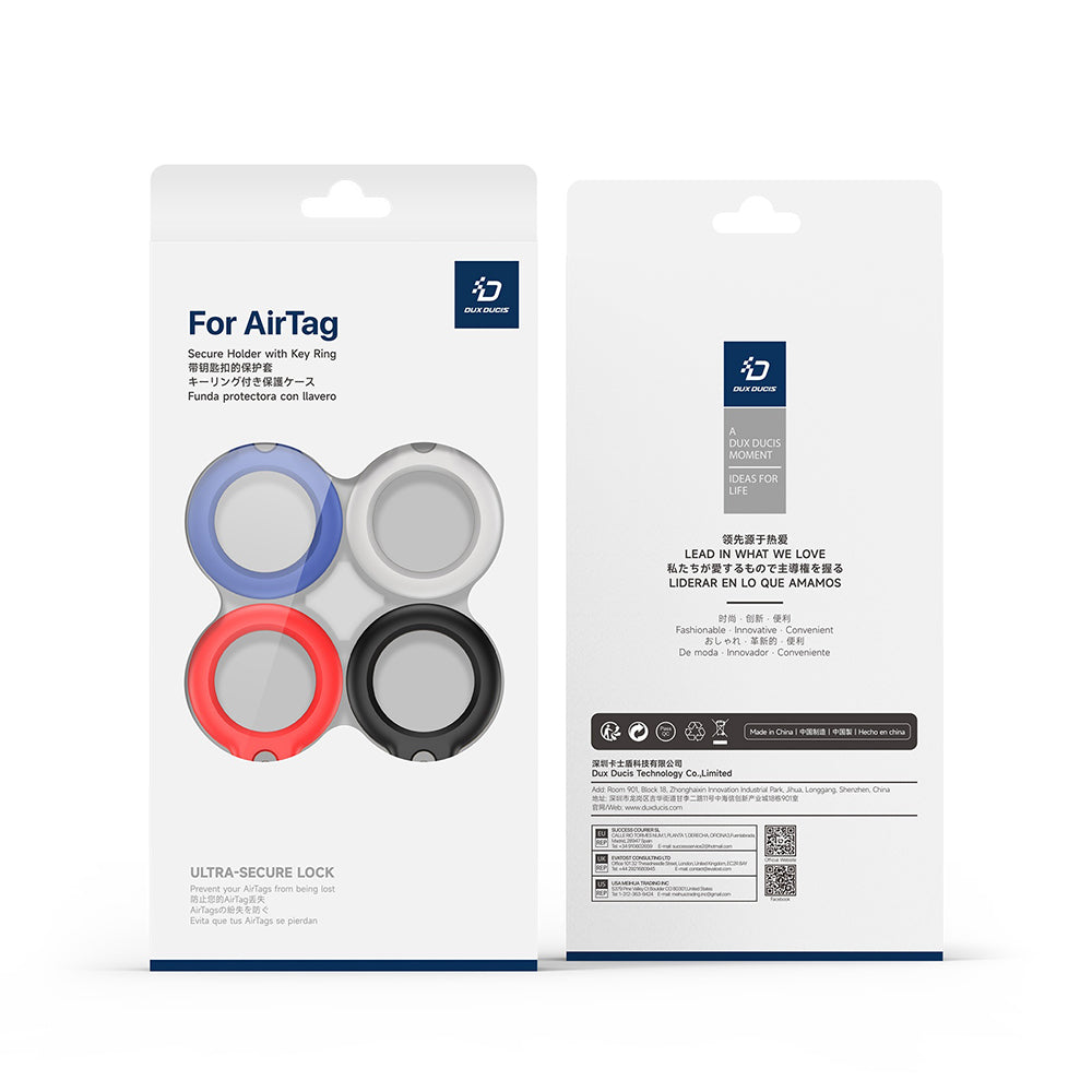 Funda DUX DUCIS Secure para Apple AirTag, Set de 4 piezas, Negra / Blanca / Azul / Roja