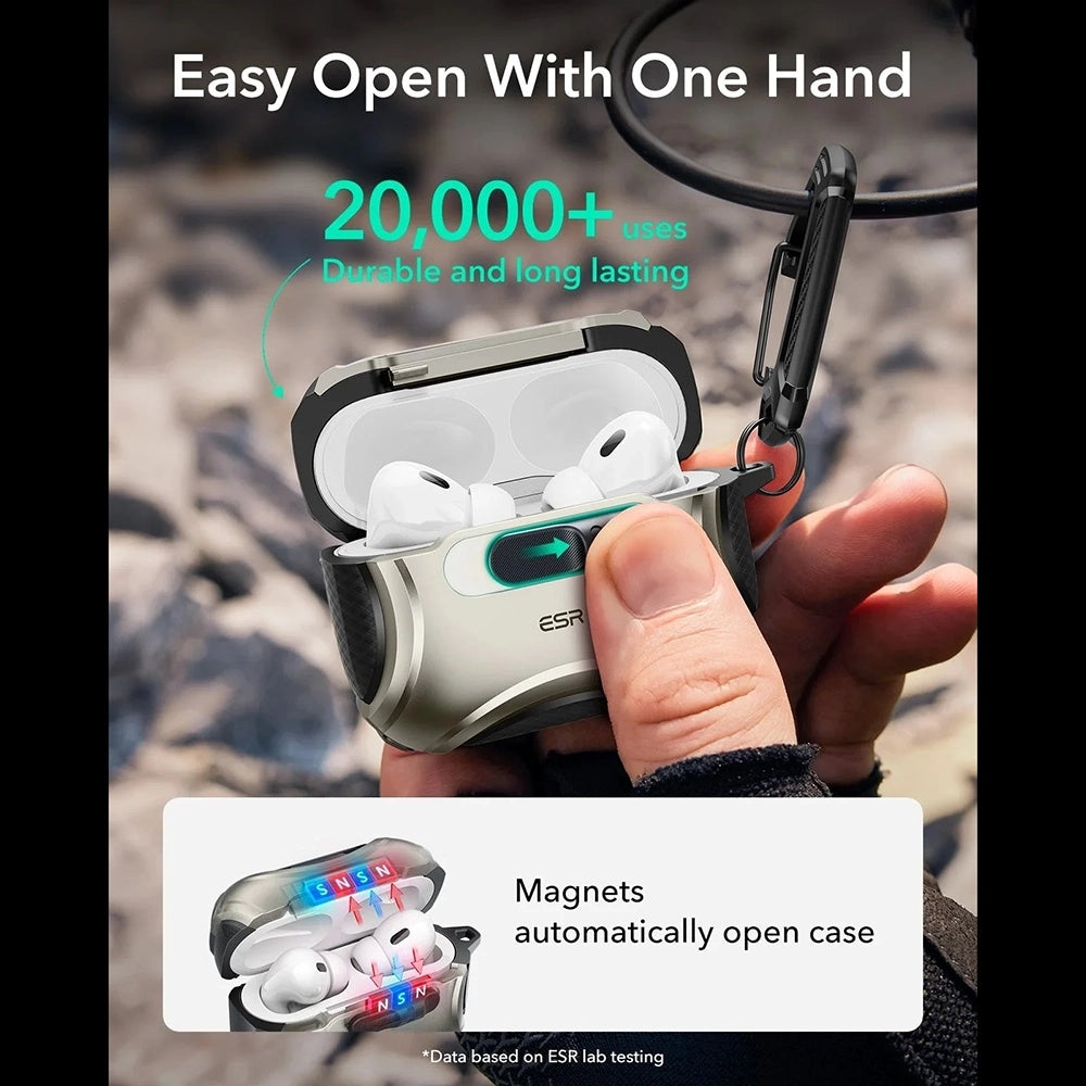 Funda ESR Cyber FlickLock para Apple AirPods Pro 3, Gris