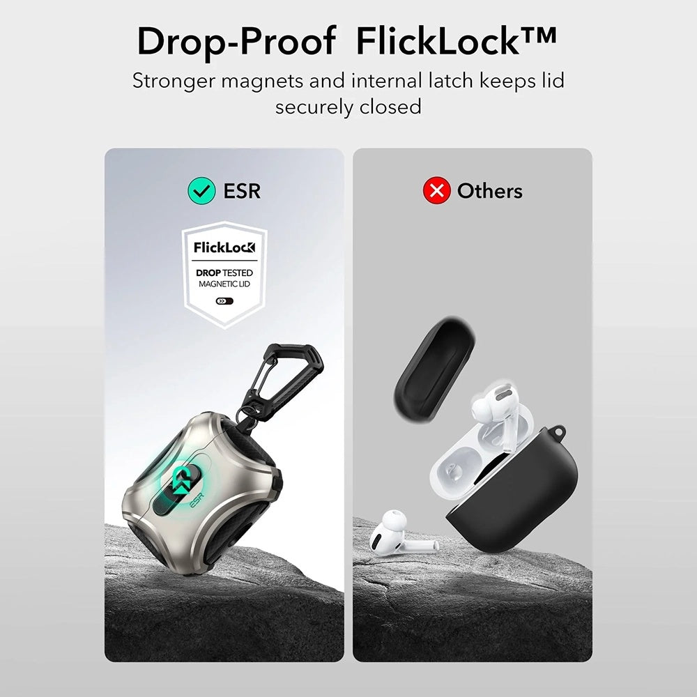 Funda ESR Cyber FlickLock para Apple AirPods Pro 3, Gris