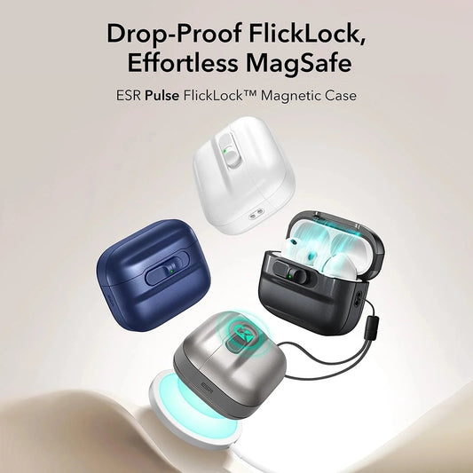 Funda ESR Pulse Magnetic FlickLock para Apple AirPods Pro 3, Blanca