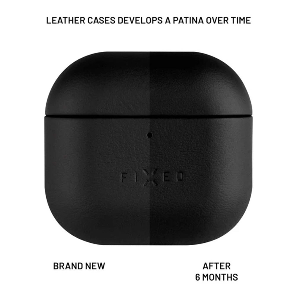 Funda Fixed PodsLeather para Apple AirPods 4, Negra
