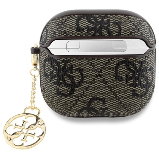 Funda Guess 4G Charm para Apple AirPods 4, Marrón