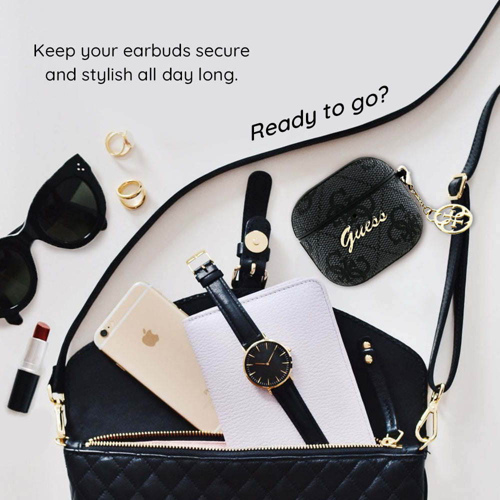 Funda Guess 4G Charm para Apple AirPods 4, Marrón