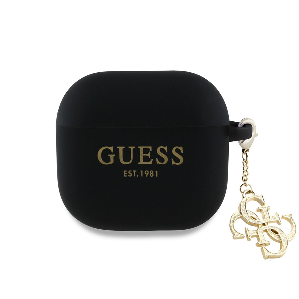 Funda Guess W/4G Charm para Apple AirPods 4, Negra