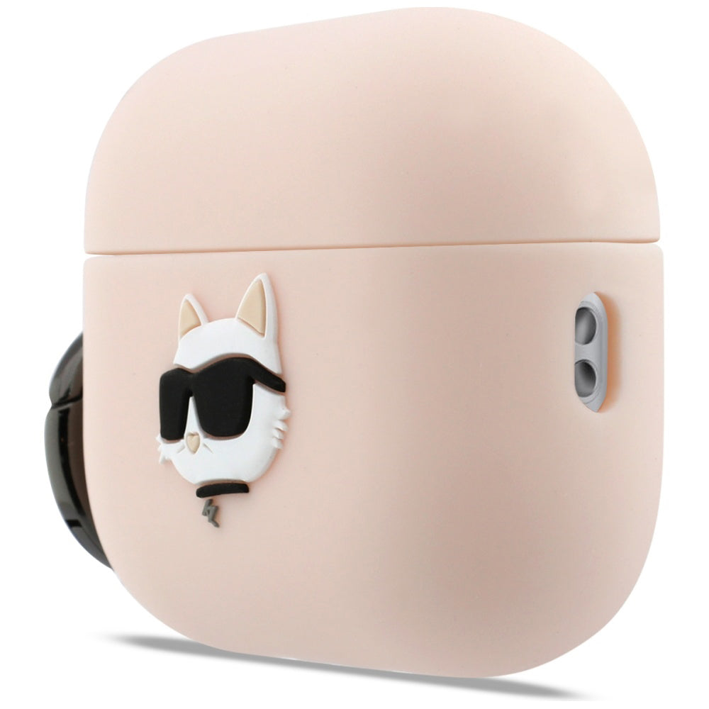 Funda Karl Lagerfeld Silicone Choupette's Head 3D para Apple AirPods Pro 3, Rosa