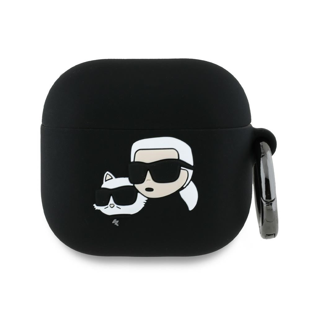 Funda Karl Lagerfeld 3D Karl & Choupette's Heads para Apple AirPods 4, Negra
