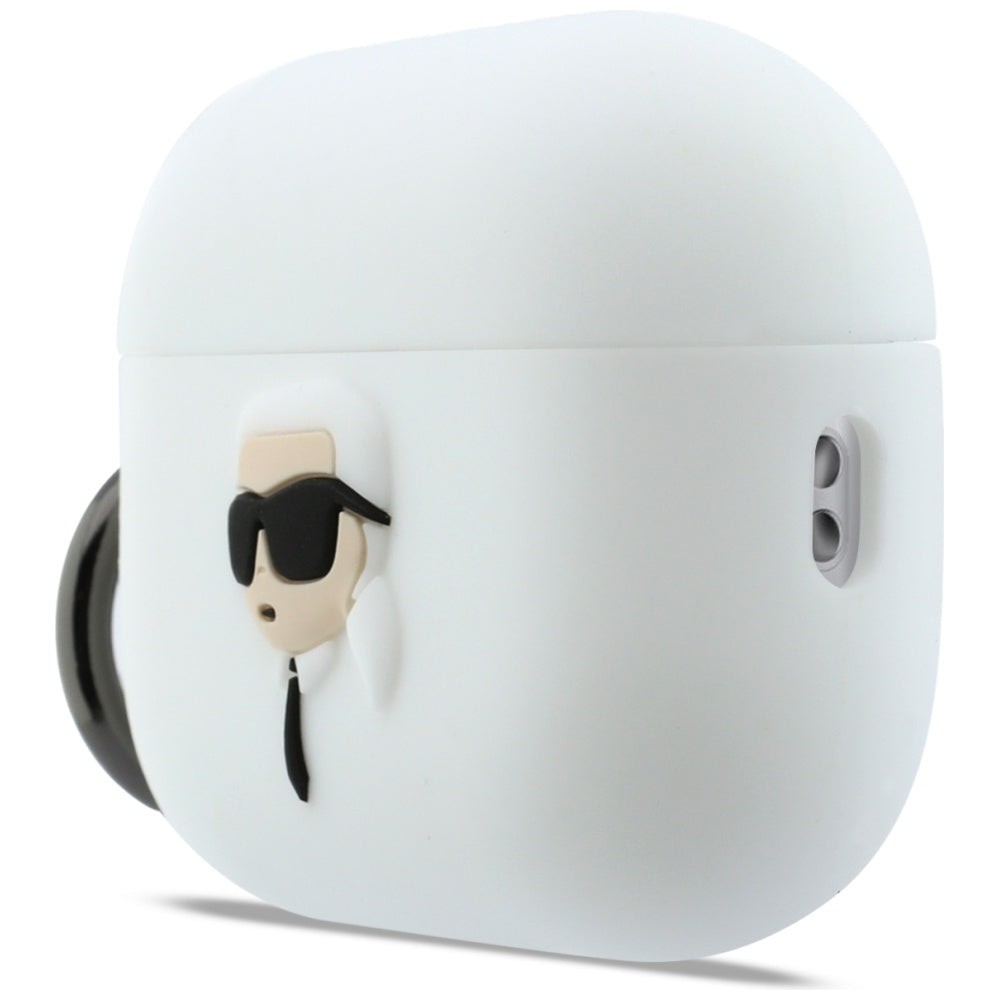 Funda Karl Lagerfeld 3D Karl's Head para Apple AirPods Pro 3, Blanca