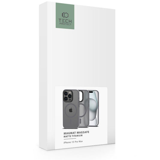 Funda MagSafe para Apple iPhone 15 Pro Max, Tech-Protect, Magmat, Magmat, Gris