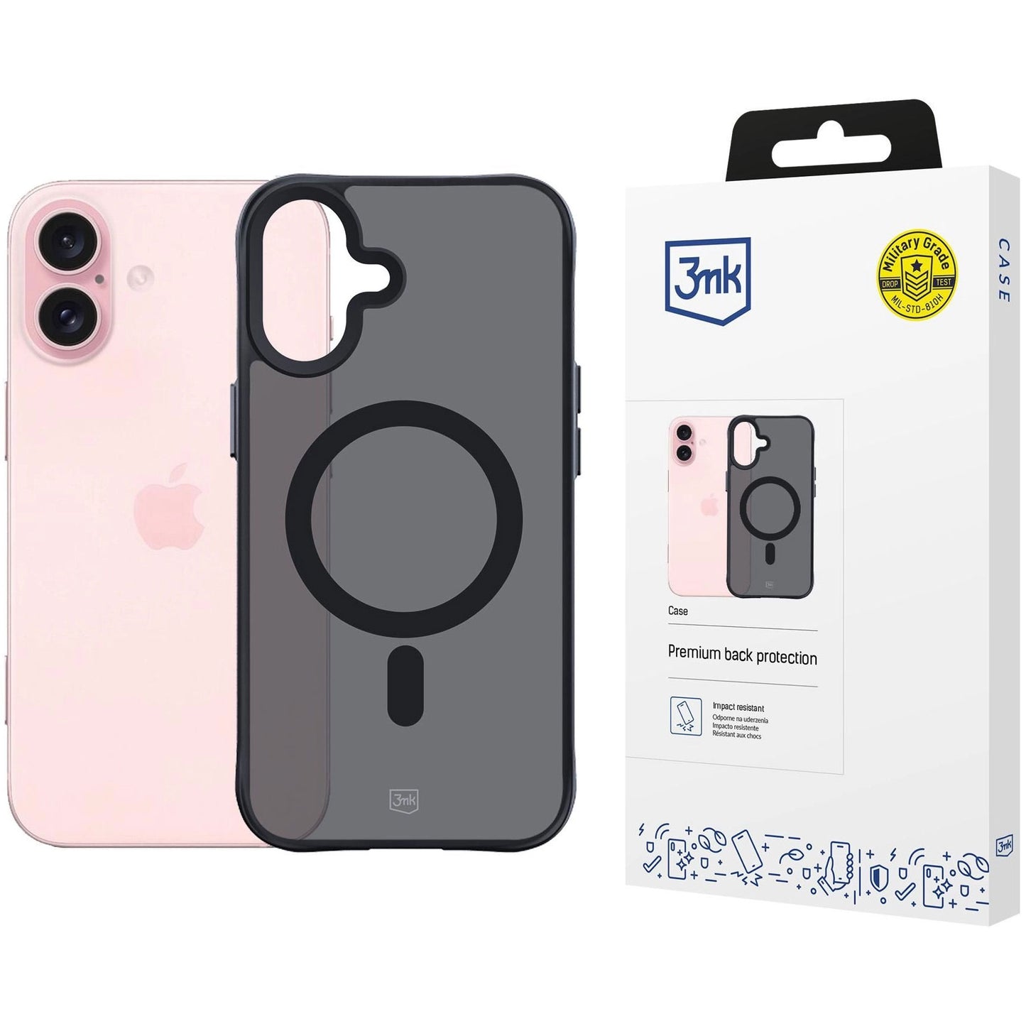 Funda MagSafe para Apple iPhone 16, 3MK, Smoke MagCase, Negra