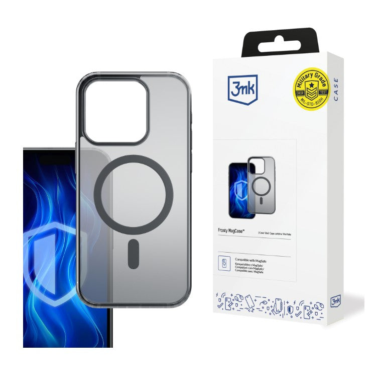 Funda MagSafe para Apple iPhone 16 Pro Max, 3MK, Frosty MagCase, Negra