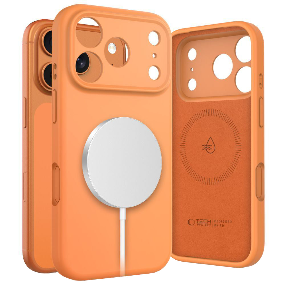 Funda MagSafe para Apple iPhone 17 Pro, Tech-Protect, Silicona, Naranja