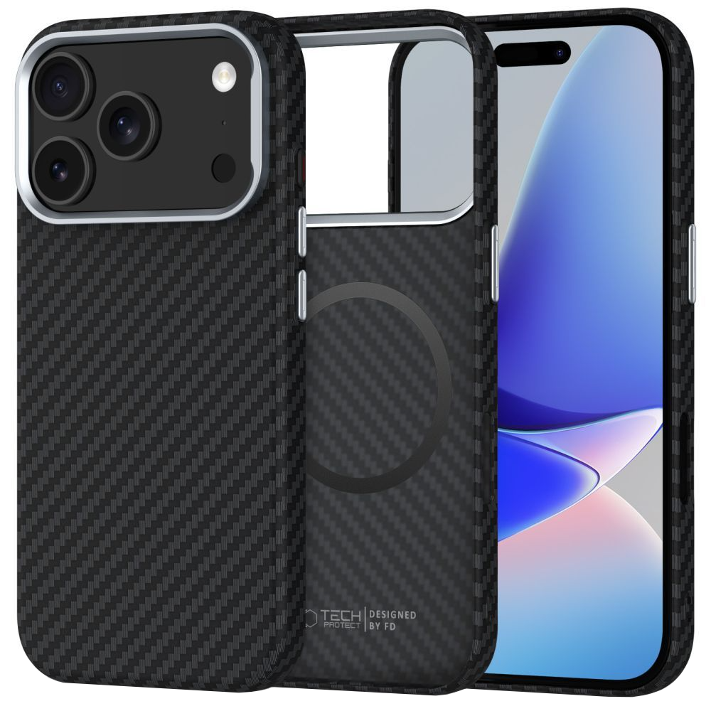 Funda MagSafe para Apple iPhone 17 Pro Max, Tech-Protect, Ion Carbon, Negra